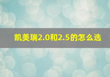 凯美瑞2.0和2.5的怎么选