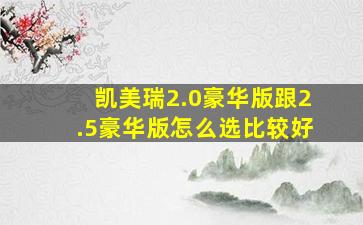 凯美瑞2.0豪华版跟2.5豪华版怎么选比较好