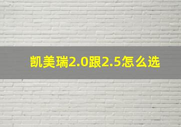 凯美瑞2.0跟2.5怎么选