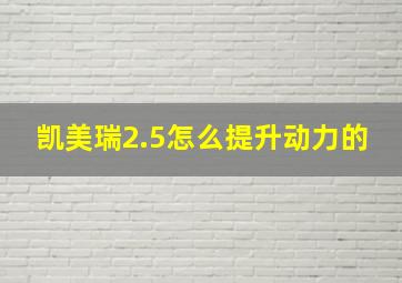 凯美瑞2.5怎么提升动力的