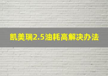 凯美瑞2.5油耗高解决办法