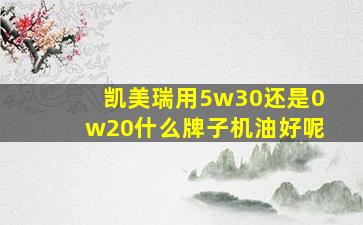 凯美瑞用5w30还是0w20什么牌子机油好呢