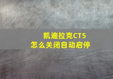 凯迪拉克CT5怎么关闭自动启停