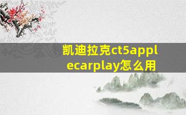 凯迪拉克ct5applecarplay怎么用