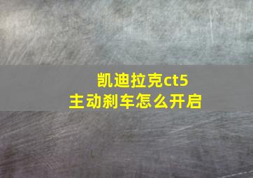 凯迪拉克ct5主动刹车怎么开启