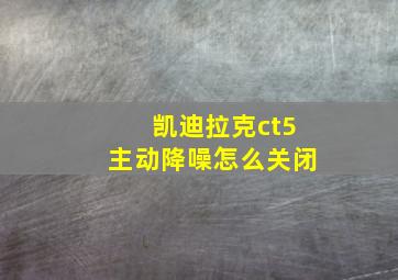 凯迪拉克ct5主动降噪怎么关闭