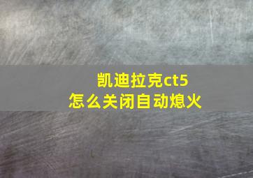 凯迪拉克ct5怎么关闭自动熄火