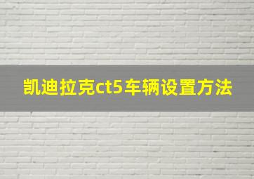 凯迪拉克ct5车辆设置方法