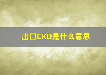 出口CKD是什么意思