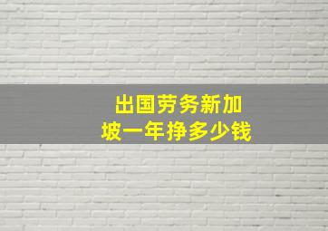 出国劳务新加坡一年挣多少钱