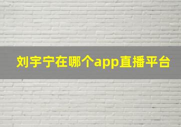 刘宇宁在哪个app直播平台