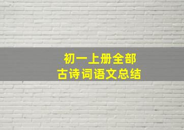 初一上册全部古诗词语文总结