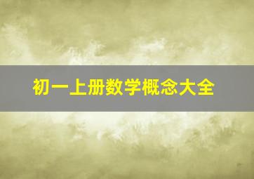 初一上册数学概念大全