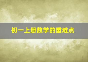 初一上册数学的重难点