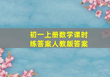 初一上册数学课时练答案人教版答案