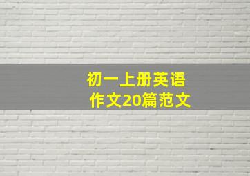 初一上册英语作文20篇范文