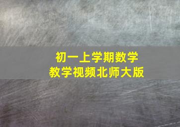 初一上学期数学教学视频北师大版