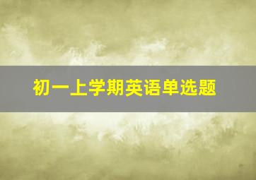 初一上学期英语单选题