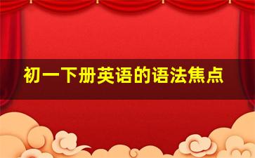 初一下册英语的语法焦点