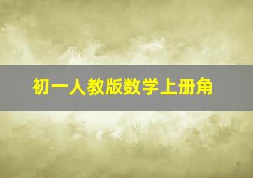 初一人教版数学上册角