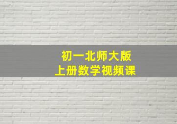 初一北师大版上册数学视频课