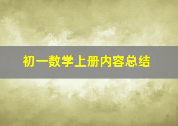 初一数学上册内容总结