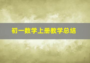 初一数学上册教学总结