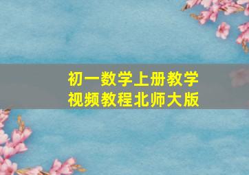 初一数学上册教学视频教程北师大版