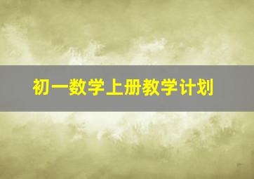 初一数学上册教学计划