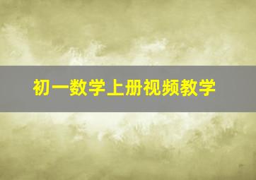 初一数学上册视频教学