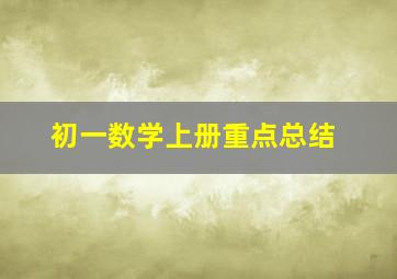 初一数学上册重点总结