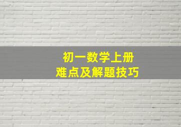 初一数学上册难点及解题技巧