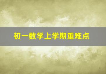 初一数学上学期重难点