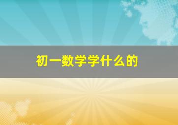 初一数学学什么的