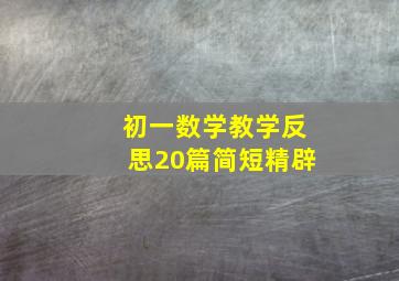 初一数学教学反思20篇简短精辟