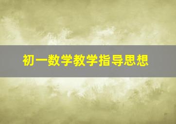 初一数学教学指导思想