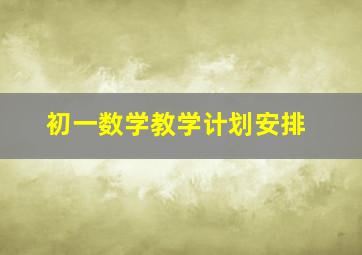 初一数学教学计划安排