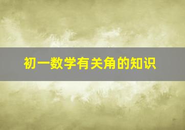 初一数学有关角的知识