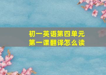 初一英语第四单元第一课翻译怎么读