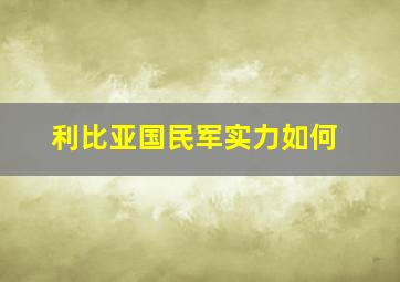 利比亚国民军实力如何