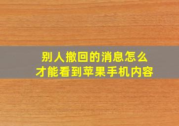 别人撤回的消息怎么才能看到苹果手机内容