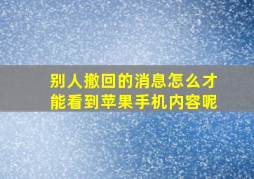 别人撤回的消息怎么才能看到苹果手机内容呢