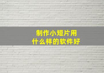 制作小短片用什么样的软件好