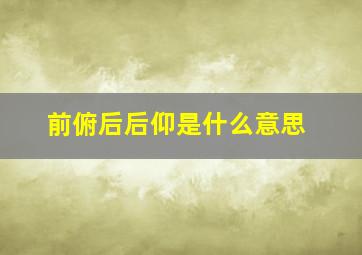 前俯后后仰是什么意思