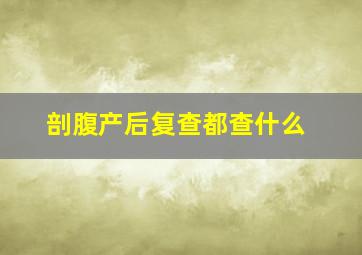 剖腹产后复查都查什么