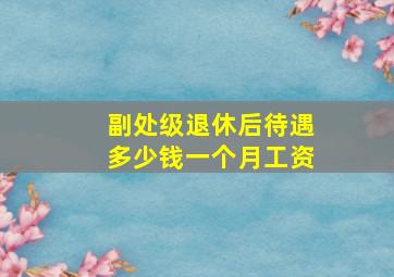 副处级退休后待遇多少钱一个月工资