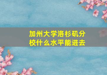 加州大学洛杉矶分校什么水平能进去