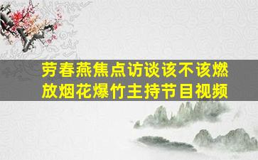 劳春燕焦点访谈该不该燃放烟花爆竹主持节目视频