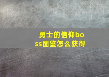 勇士的信仰boss图鉴怎么获得