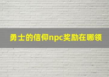 勇士的信仰npc奖励在哪领